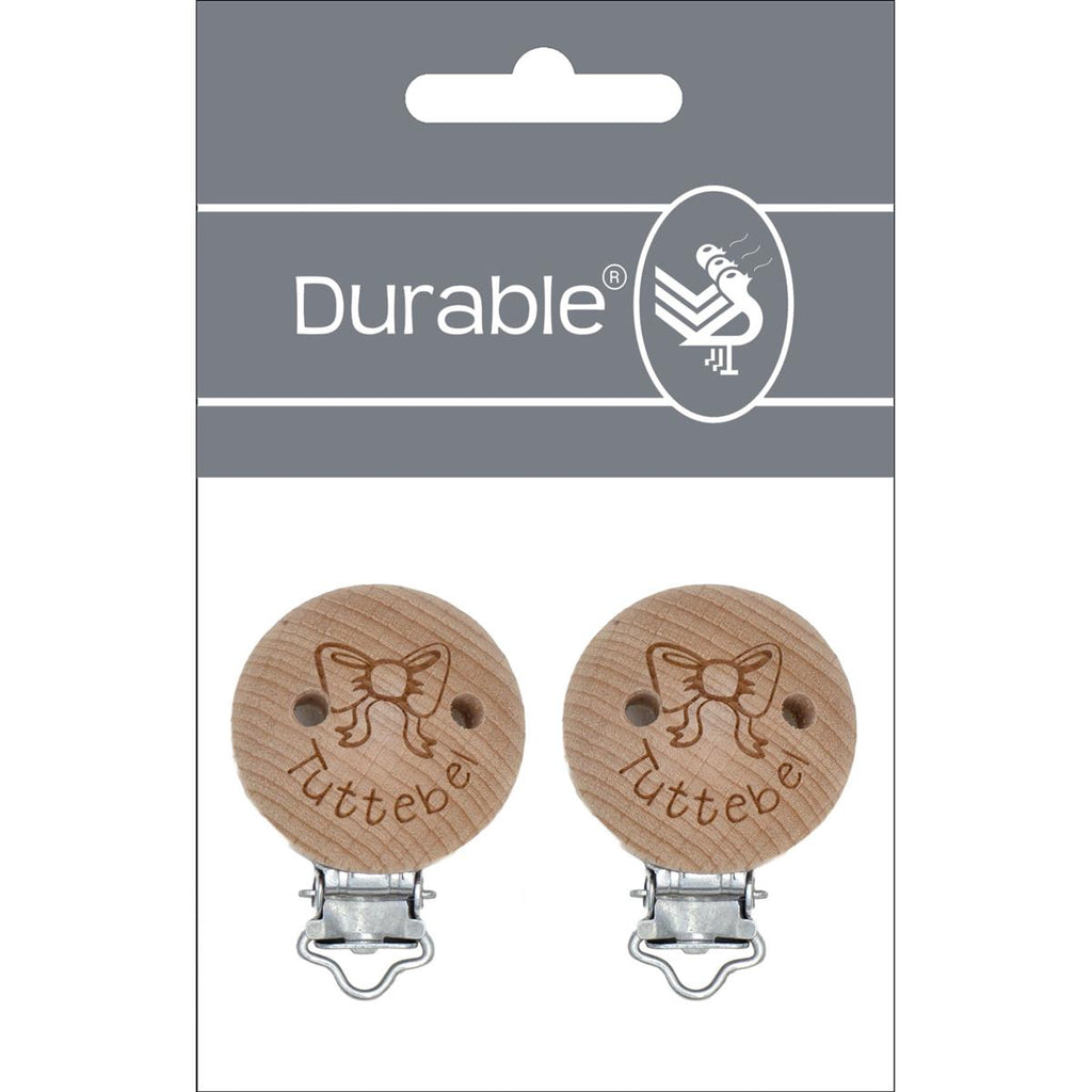 Durable houten speenclips met tekst – 2 stuks