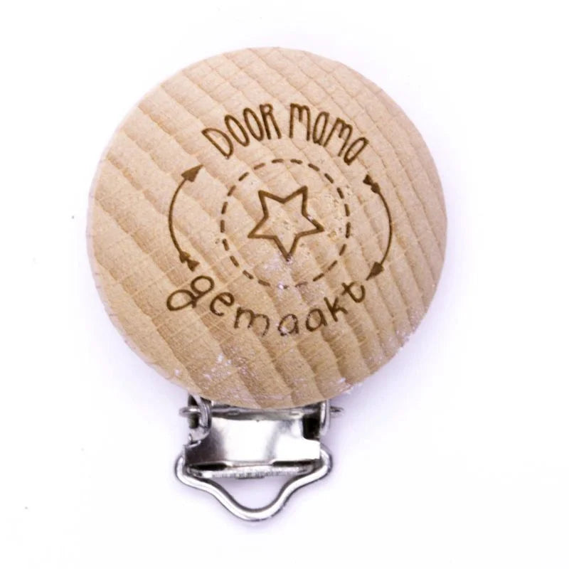 Durable houten speenclips met tekst – 2 stuks