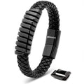 SERASAR Prime Lederen Armband Heren [Helix] - Zwart 17 m - Beste Cadeau voor Hem