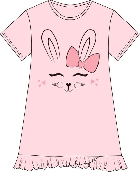 Fun2Wear - Happy Bunny nachthemd - Roze maat 116