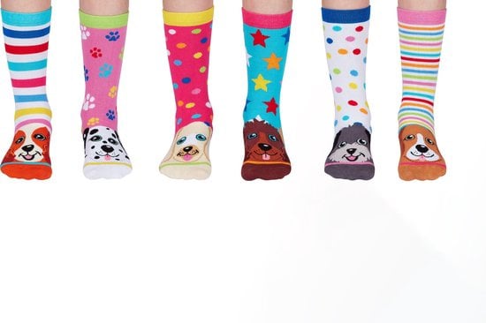 Odd Socks - Kindersokken Pup Stars Multipack Mismatched 30-39 Cadeaudoos