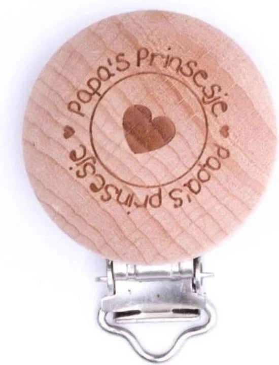 Durable houten speenclips met tekst – 2 stuks