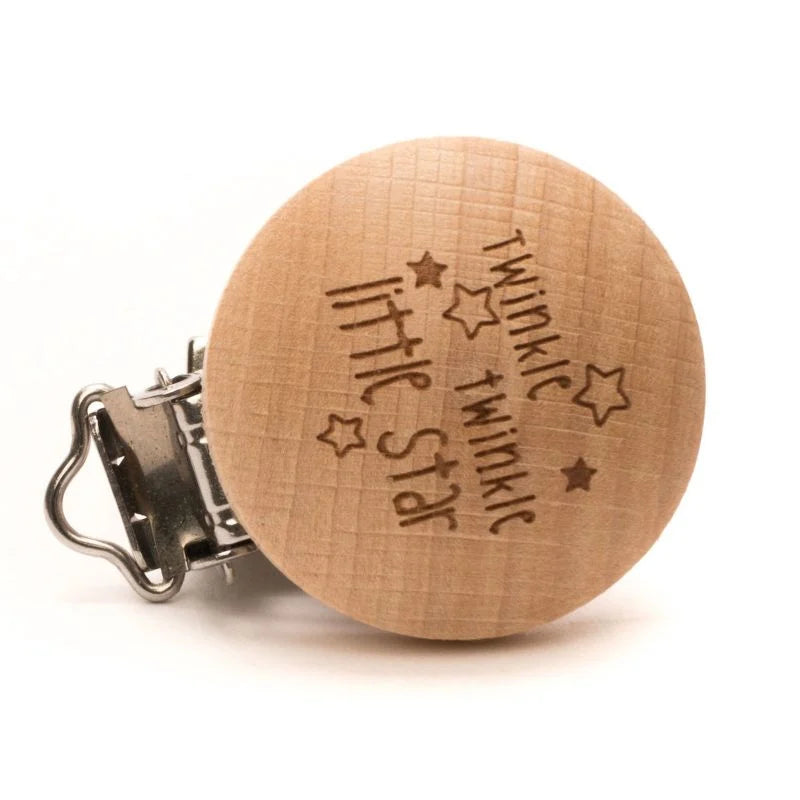Durable houten speenclips met tekst – 2 stuks