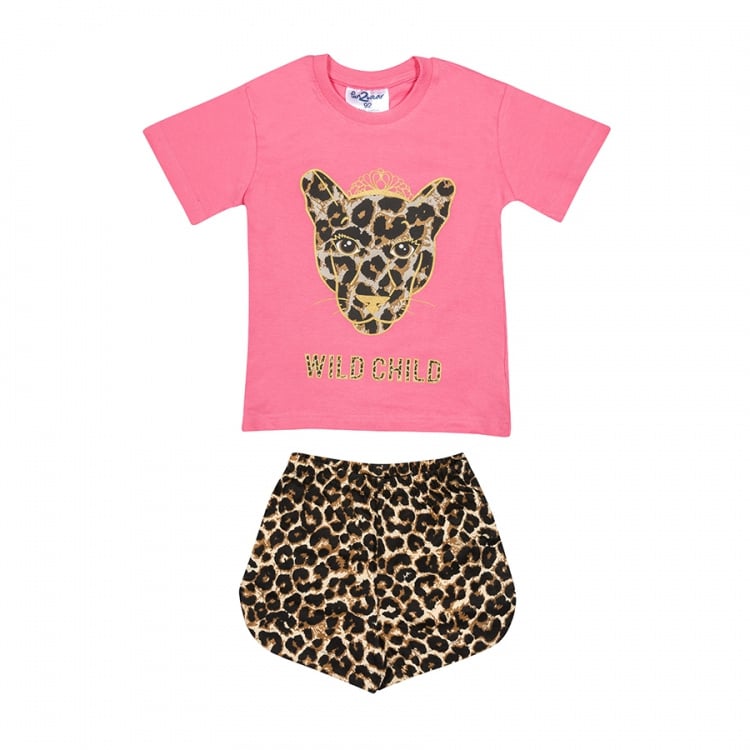 Fun2Wear - Wild Child Shortama Teen - Roze - Katoen maat 152