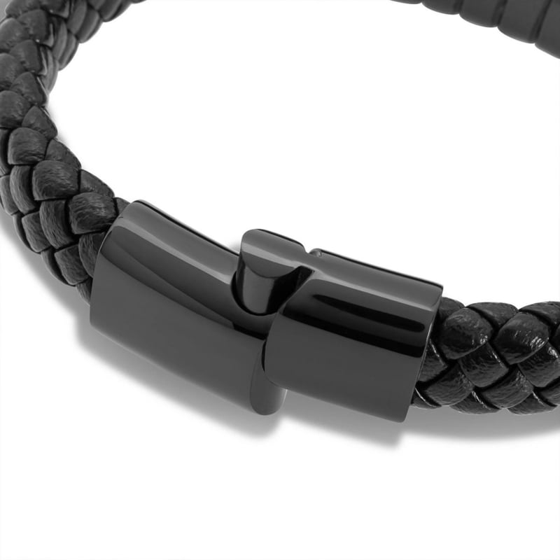 SERASAR Prime Lederen Armband Heren [Helix] - Zwart 17 m - Beste Cadeau voor Hem