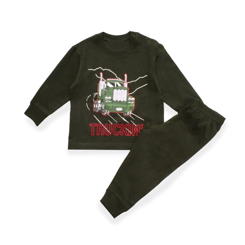 Fun2Wear - Pyjama Truckin Khaki/ - Khaki - Maat 128 - Jongens maat One size