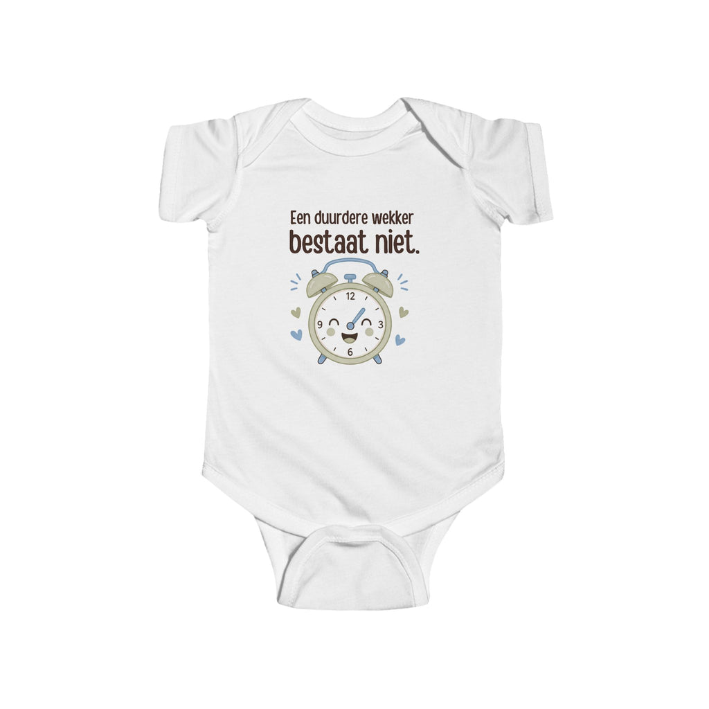Babyromper – Een duurdere wekker bestaat niet | Grappig kraamcadeau