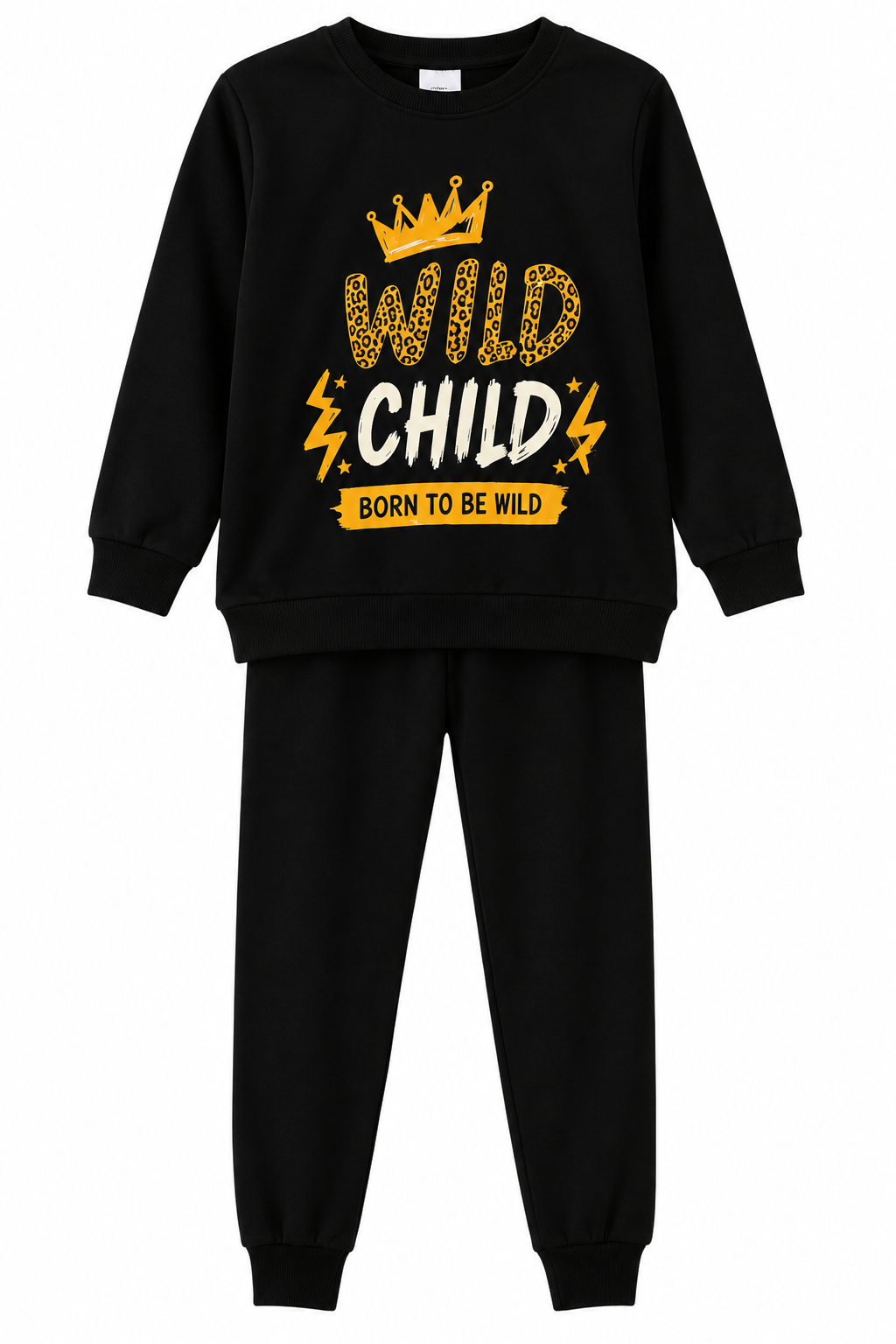 Zumpies kinderpyjama Wild Child - Born to be Wild - zwart
