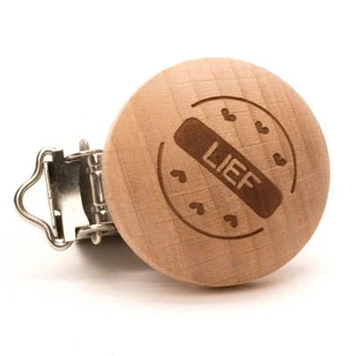 Durable houten speenclips met tekst – 2 stuks
