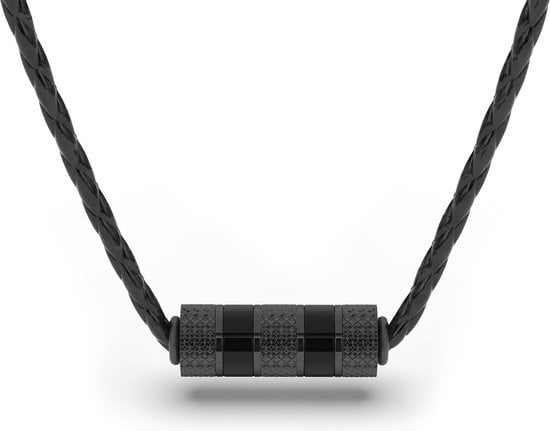SERASAR Lederen Halsband Man [Solid] - Zwart 60cm - Cadeau voor Hem