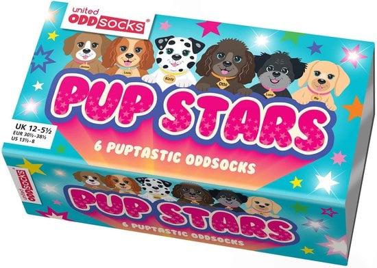 Odd Socks - Kindersokken Pup Stars Multipack Mismatched 30-39 Cadeaudoos