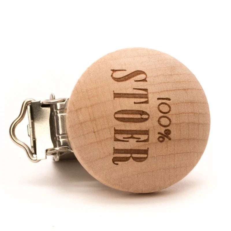 Durable houten speenclips met tekst – 2 stuks